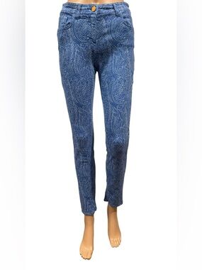 ETRO Womens Blue Paisley Pattern Denim Skinny Jeans Size 27